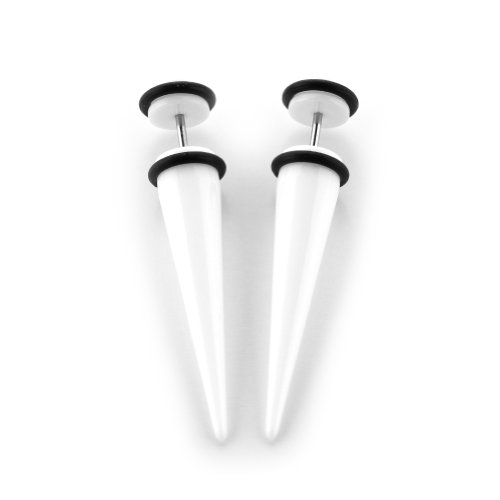 Solid White - Acrylic Fake Tapers - Cheaters - 0G Gauge - 8mm