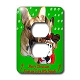Sandy Mertens Christmas Dog Designs - Christmas German Shepherd and Friend - Light Switch Covers - 2 plug outlet cover ~ 3dRose