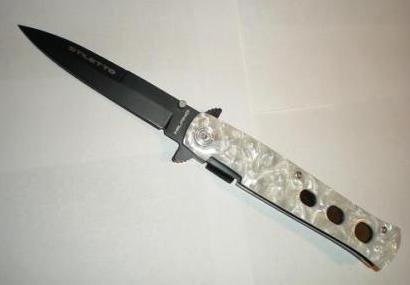 Pearl Milano Black Blade SPRING ASSIST OPENING POCKET KNIFE On Sale