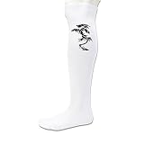 Zhanzy Chinese Dragon Tattoo Style Men's Women's Unisex Custom Knee High OTC Cushion Athletic Crew Football Sports Socks White