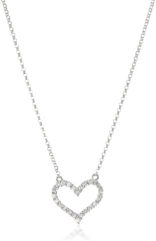 KC Designs "Peace and Love" 14k White Gold Diamond Open Heart Pendant Necklace, 16"