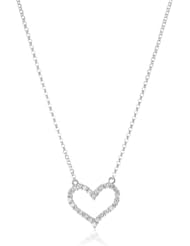 KC Designs "Peace and Love" Diamond 14k White Gold Open Heart Pendant Necklace, 16"