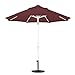 California Umbrella 9' Round Aluminum Market Umbrella, Crank Lift, Collar Tilt, White Pole, Navy Blue Olefin