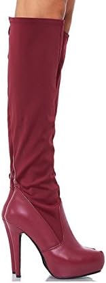 Wild Rose Shoes Wild Rose Gilly 101 Almond Toe Knee High Stiletto Riding Boot - Burgandy - Size 71/2