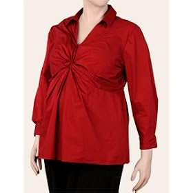 Motherhood Maternity: Plus Size Long Sleeve V-neck Knot Front Maternity Shirt