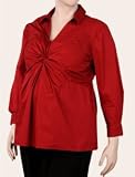 Motherhood Maternity: Plus Size Long Sleeve V-neck Knot Front Maternity Shirt