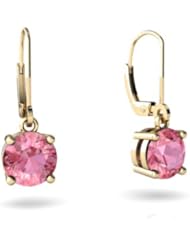 Created Pink Sapphire 14kt Yellow Gold Lever Back Earrings