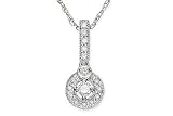 1/10 Carat Diamond 14K White Gold Pendant w/Chain By Dalumi