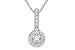 1/10 Carat Diamond 14K White Gold Pendant w/Chain By Dalumi