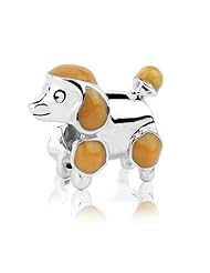 Sterling Silver Poodle Charm with Enamel, Fits Pandora, Chamilia , Jovana Bracelet