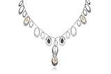 14K White Gold Matte-Finish Hand-Crafted Y-Shaped Necklace, Designed with Dangling Open Oval Stations, and Enhanced with Citrine and Smokey Topaz Brioletes.