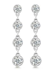 1.60 ct Ladies Round Cut Shape Diamond Drop Earrings In 18 Karat White Gold