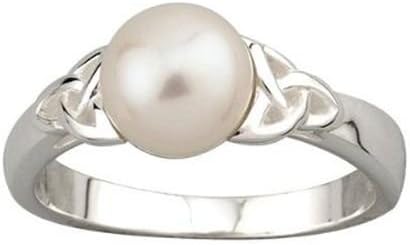 Solvar Sterling Silver Irish Pearl Trinity Knot Ring S9