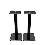 Mount-It! Premium Aluminum and Glass Speaker Stands for Home Theater Satellite Speakers and for Bookshelf Speakers (Black)