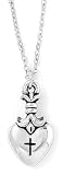 Rhodium Plated Pewter Fleur-di-Lis Heart Pendant by Bob Siemon, 18"