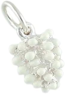 Snow Covered Christmas Pine Cone 925 Sterling Silver and Enamel Traditional Charm or Pendant