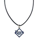 Tampa Bay Rays Official Silver Logo Leather Necklace