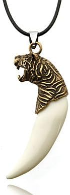 Vilam® Evil Avoid Tiger Head Ivory Shape Necklace Pendant Necklaces Sports 1pc ( Color : Silver )