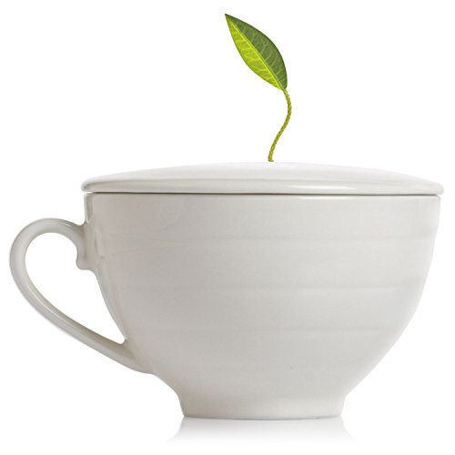 Tea Forte CAFE CUP, Porcelain Tea Cup with Custom Cover for Steeping