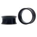 Pair 00 Gauge (10mm) Super Light Weight Black Silicone Flexible Plugs Tunnels