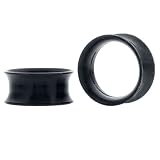 Pair 00 Gauge (10mm) Super Light Weight Black Silicone Flexible Plugs Tunnels