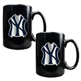 New York Yankees 2pc Black Ceramic Mug Set - Primary Logo MLB Baseball