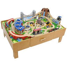 Imaginarium Classic Train Table with Roundhouse Wooden Train Set by 