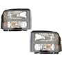 Super Duty/Excursion Black Housing Headlights Headlamps Driver/Passenger Pair...
