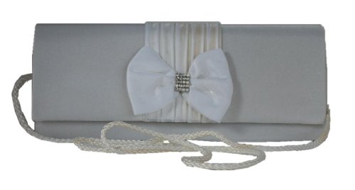 White Satin Evening Clutch Shoulder Strap