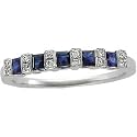 14K White Gold Sapphire & Diamond Bridal Band Ring