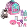 Luv My Pet Vet Center Set: Blue & Red Carrier with Brown Puppy