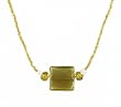 Necklace - N144 - Square Murano Style Glass ~ Gold