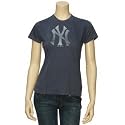 Majestic New York Yankees Ladies Heather Blue Cooperstown Big Time Play T-shirt