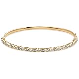 10k Yellow Gold Navette and Round Diamond Flex Bangle Bracelet (1 2 cttw, I-J Color, I2-I3 Clarity)