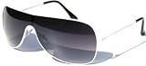 LUNETTES DE SOLEIL STYLE AVIATEUR FBI PILOTE RETRO VINTAGE MODELE PANORAMIQUE - MONTURE BLANCHE / VERRES NOIRS - Inclut le plein kit