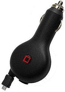 Professional Retractable ICEMOBILE Comet Smartphone Car Charger with "One-Touch" rapid button system! (Black)