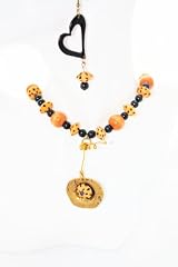Speckle wood with Onyx Necklace and Earring Set