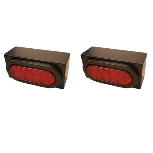 Pair of Red LED Stop Tail Turn Trailer Lights w/ Mounting Boxes On Sale
