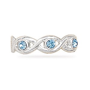 3 Light Blue Crystal Swirl Toe Ring
