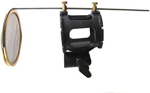 Jbbtop1 Microphone Suspension Shock Mount Clip with Mini Metal Pop Filter for Wire and Wireless Dynamic C-2 Mic 25-38mm