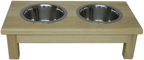 Classic Pet Beds 2-Bowl Traditional Style Ash Pet Diner, Small, Natural