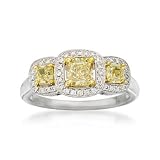 1.15ct t.w. Yellow, White Engagement Diamond 3-Stone Ring. Size 7