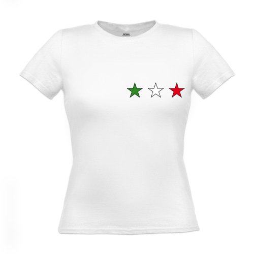 MDMA Frauen T-Shirt Classic Sternfahne Italia klein in grün weiß rot mdma-ftc00017-4 Textil white / Motiv farbig / Gr. L