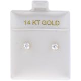 14KT Gold 4mm CUBIC ZIRCONIA Stud Earrings