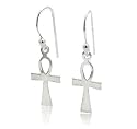 Egyptian Cross Ankh of Life Sterling Silver Hook Earrings