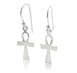 Egyptian Cross Ankh of Life Sterling Silver Hook Earrings