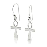 Egyptian Cross Ankh of Life Sterling Silver Hook Earrings