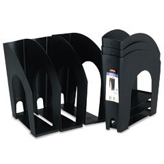 Nestable Plastic Magazine File, 2 Files, 4-5/8w x 10-7/8d x 11-3/8h, Black (RUB63528)