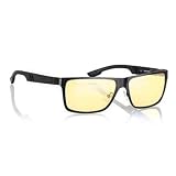 Gunnar Optiks VIN-00101 Vinyl Full Rim Ergonomic Advanced Computer Glasses with Amber Lens Tint, Onyx Frame Finish