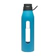 Takeya Classic Glass Water Bottle with Silicone Sleeve, Black/Cobalt, 22-1/2-Ounce